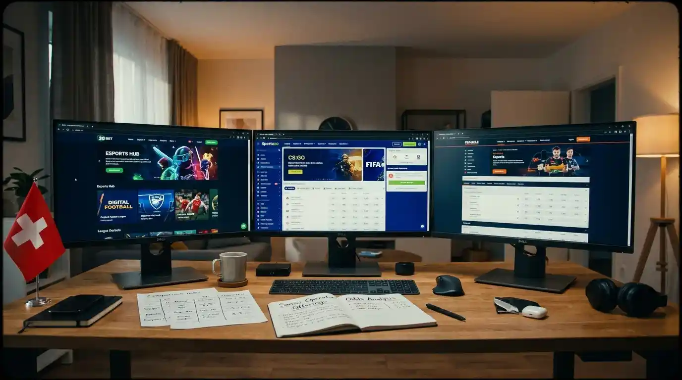 eSports Wettanbieter Schweiz Vergleich — welche Buchmacher eSports und eFootball Märkte anbieten