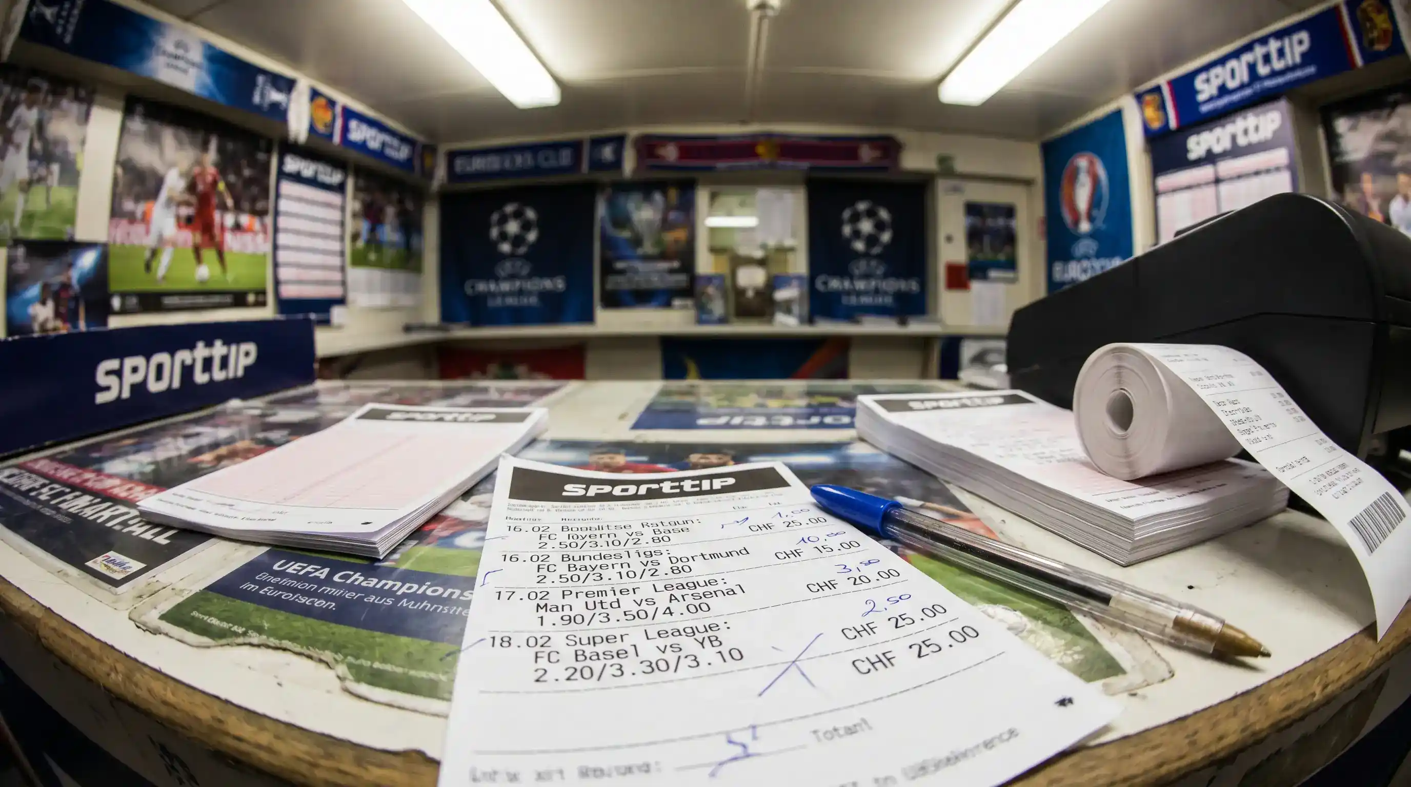 Sporttip Fussball Wettschein Kiosk Schweiz Sportwetten am Verkaufsstand