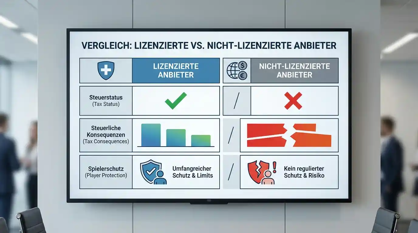 Wettsteuer Schweiz Vergleich lizenzierte vs nicht-lizenzierte Wettanbieter Steuerstatus 2026